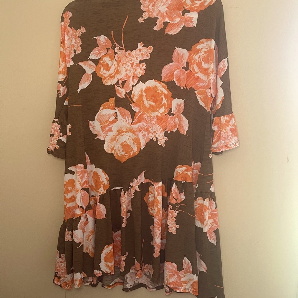 Brown Floral Dress Size L NWOT - Picture 7 of 7
